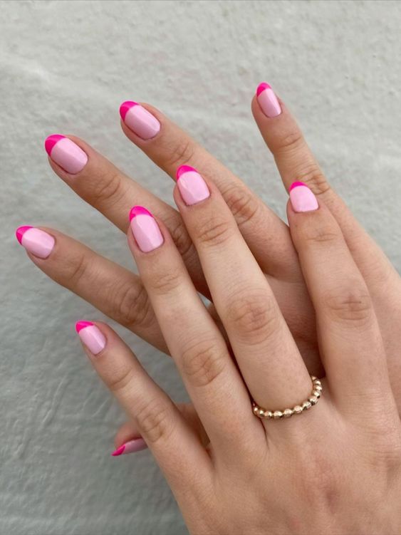 Pink french manicure oval nail trends 2021