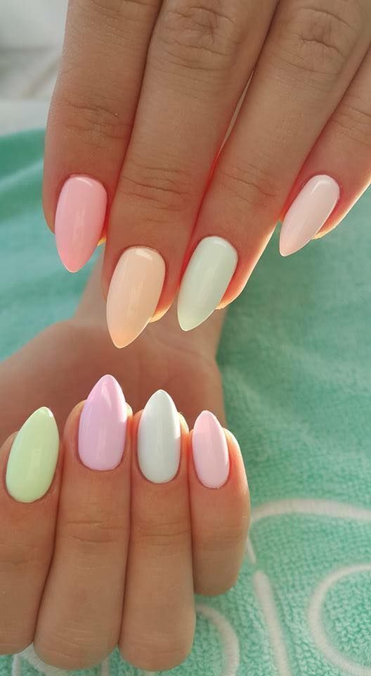 Pastel Almond Nails Multicolor nail trends