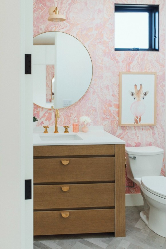 Pink Wallpaper Little Girls Bathroom Ideas