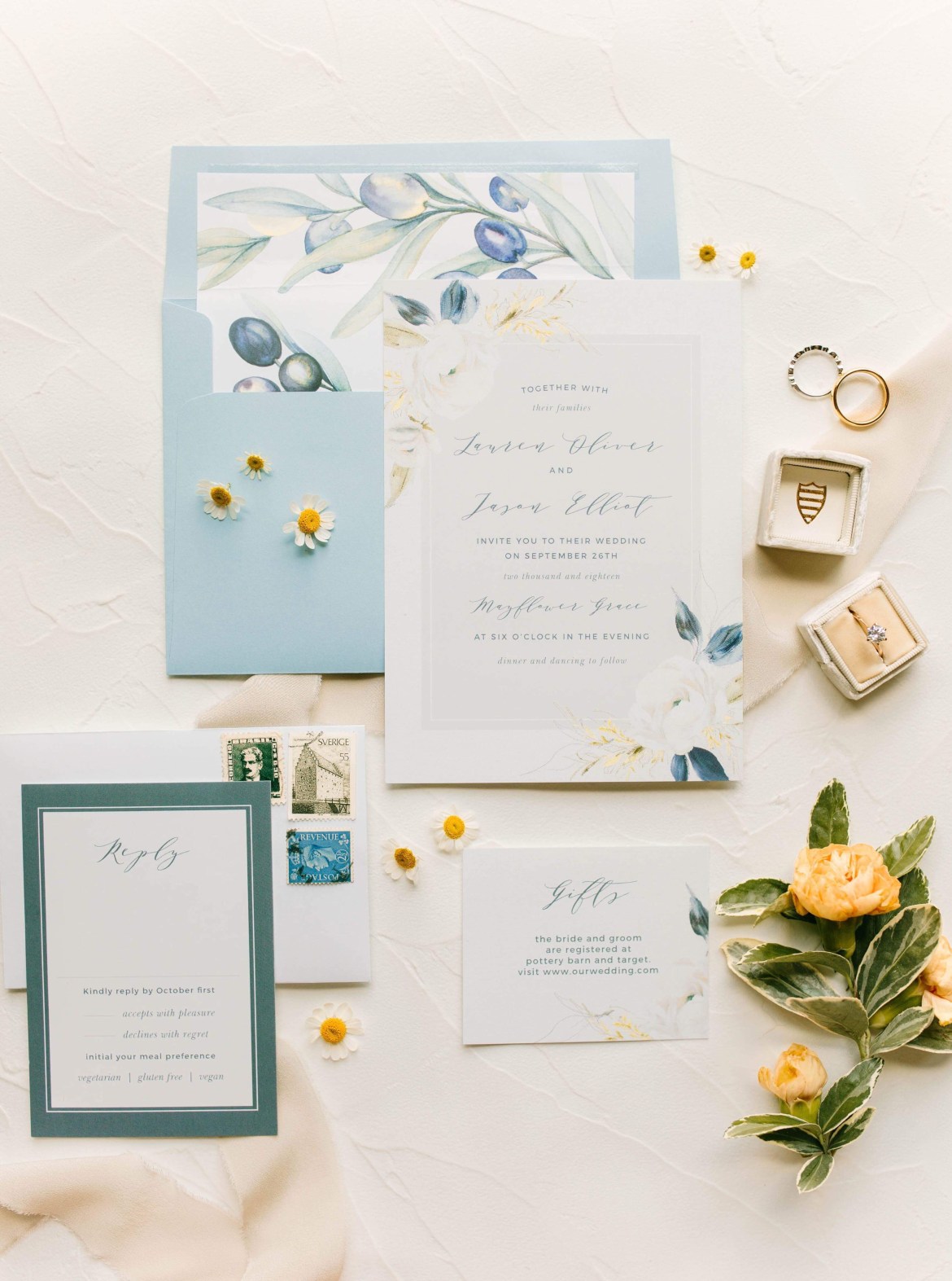 Floral Wedding pastel invitations
