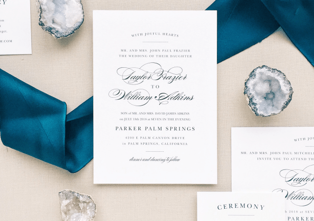 classic navy wedding calligraphy invitation