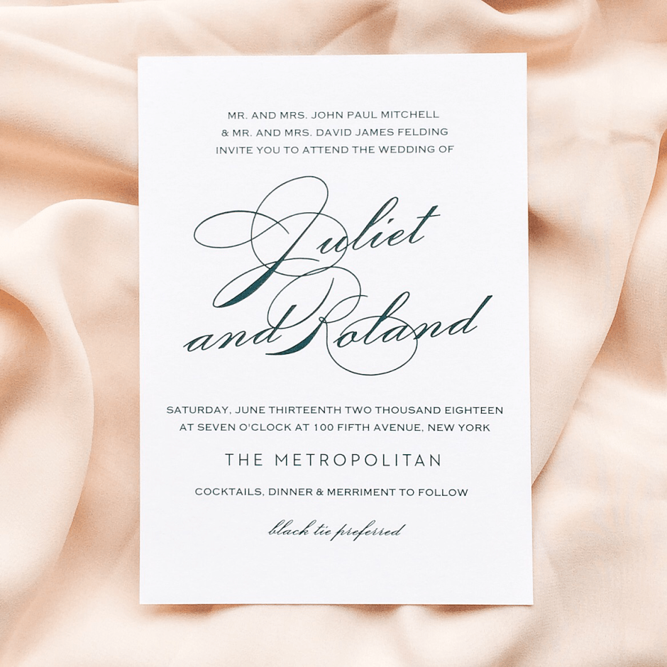classic calligraphy wedding invitation